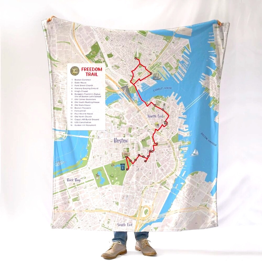 NEW without TAGS Plush Freedom Trail (Boston, MA) Map Blanket